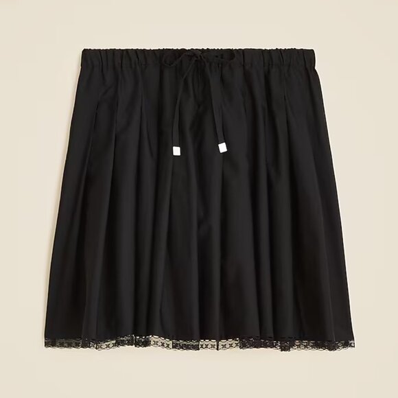 J. Crew Women's Pleated tie-waist mini skirt Black Small - Picture 2 of 8